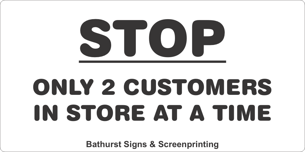 STOP ONLY 2 CUSTOMERS<br/>IN STORE AT A TIME COVID-19 floor sticker